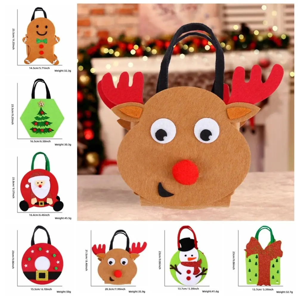 

Gingerbread Man Christmas Eve Gift Bag Christmas Tree Elk Snowman Handbag Santa Claus Cartoon Children's Candy Bag