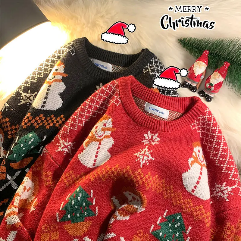 Christmas Pattern Sweater Autumn and Winter Versatile Retro Street Lazy Style Men's and Women's Loose Base Knit Sweater Jackets
Christmas Pattern Sweater Autumn and Winter Versatile Retro Street Lazy Style Men's and Women's Loose Base Knit Sweater Jackets