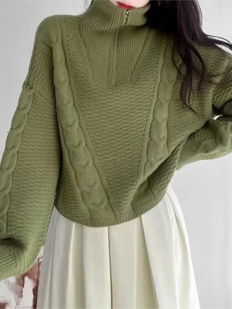 Women's Turtleneck Sweater Fall Winter Zipper Knitting Sweaters Loose Casual Vintage Long Sleeve Knitted Oversized Pullover Tops
Women's Turtleneck Sweater Fall Winter Zipper Knitting Sweaters Loose Casual Vintage Long Sleeve Knitted Oversized Pullover Tops