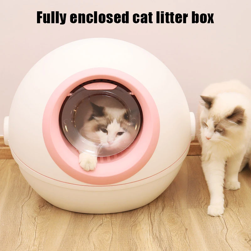 

Fully Enclosed Cat Litter Basin Flip Over Type Oversized Odor Proof Cat Toilet for Kittens Anti Sand Cat Feces Basin Cat Supplie