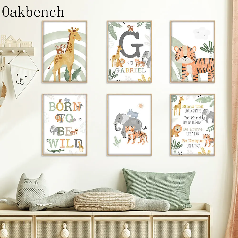 Jungle Animals Canvas Poster Name Custom Painting Poster Tiger Giraffe Art Prints Nursery Wall Posters Child Bedroom Decoration
Jungle Animals Canvas Poster Name Custom Painting Poster Tiger Giraffe Art Prints Nursery Wall Posters Child Bedroom Decoration