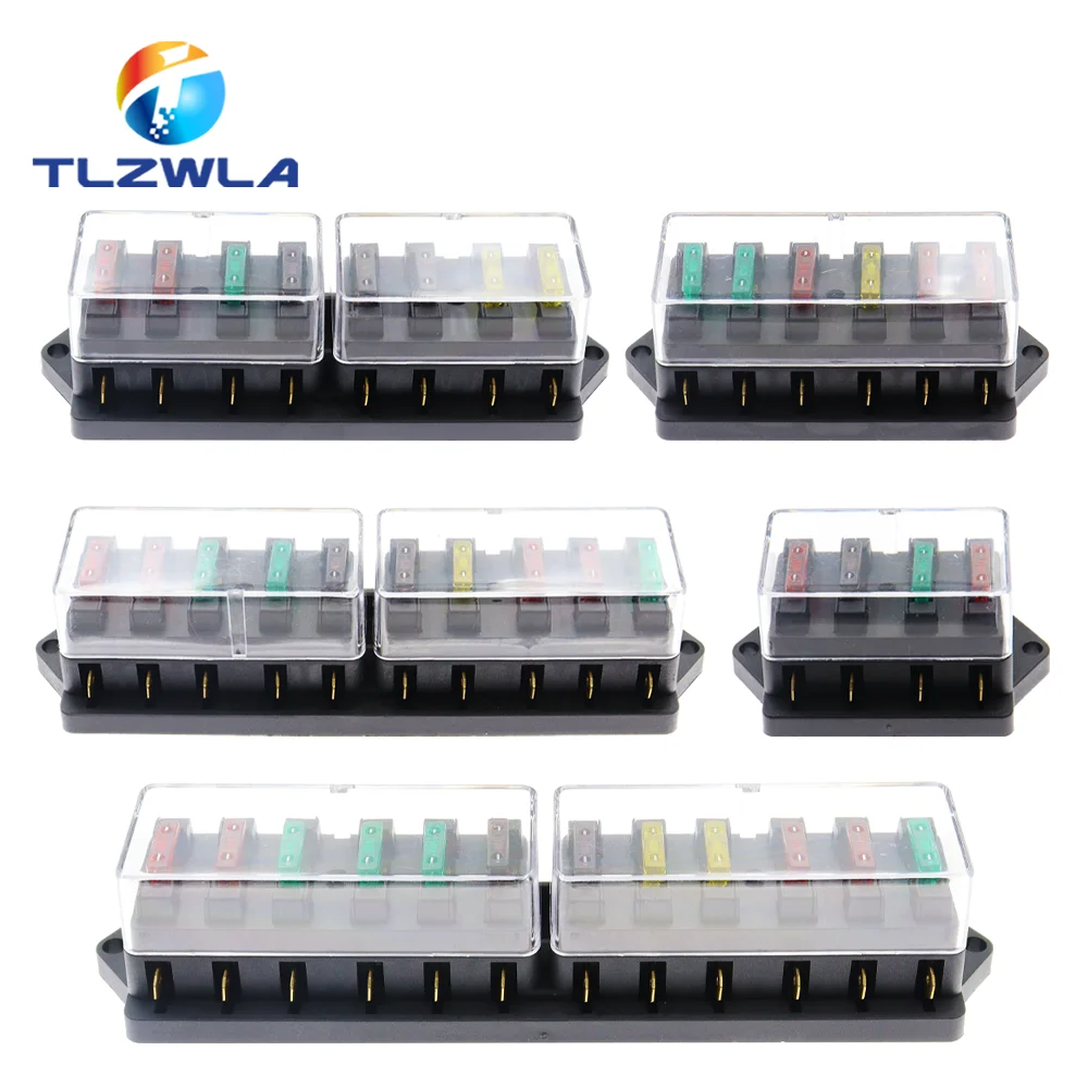 

4/6/8/12 Way Car Fuse Box Car Fuse Holder Car Truck Auto Blade Fuse Box with 4/6/8/12 Fuses for 12V 24V ATO Standard Circuit