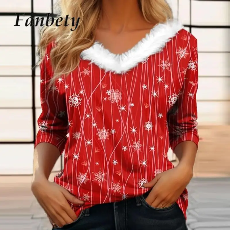 New Fashion Splicing Furry Tops 2023 Theme Christmas Snowflake Pullovers Blusa Winter Simple Long Sleeve Women Shirts t-Shirt
New Fashion Splicing Furry Tops 2023 Theme Christmas Snowflake Pullovers Blusa Winter Simple Long Sleeve Women Shirts t-Shirt