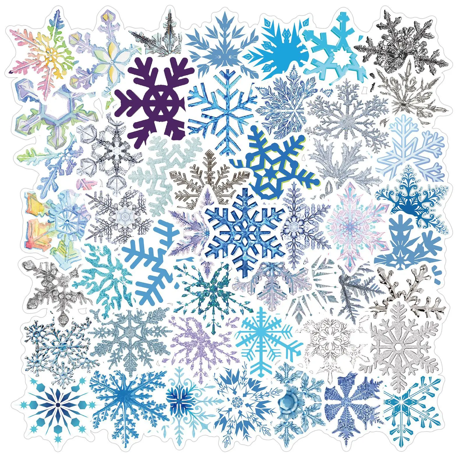 

10/30/50PCS Snowflake Pattern Sticker Aesthetic Waterproof Stickers Christmas Decorative Glass Sketchbook Scrapbook Album