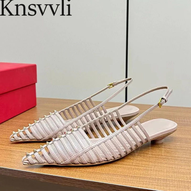 New Kitten Heels Women Pumps Pointed Toe Rivet Slingbacks Summer Party Shoes Female Genuine Leather Hollow Out Sandals Woman
New Kitten Heels Women Pumps Pointed Toe Rivet Slingbacks Summer Party Shoes Female Genuine Leather Hollow Out Sandals Woman