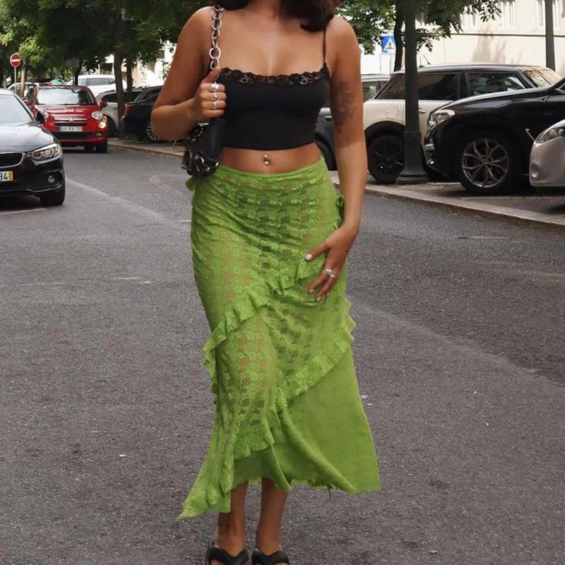 Hot Design Sense Lace Spliced Half Skirt Women's Style Summer New Fashion Hot Selling Sexy Spicy Girl Perspective Long Dress
Hot Design Sense Lace Spliced Half Skirt Women's Style Summer New Fashion Hot Selling Sexy Spicy Girl Perspective Long Dress