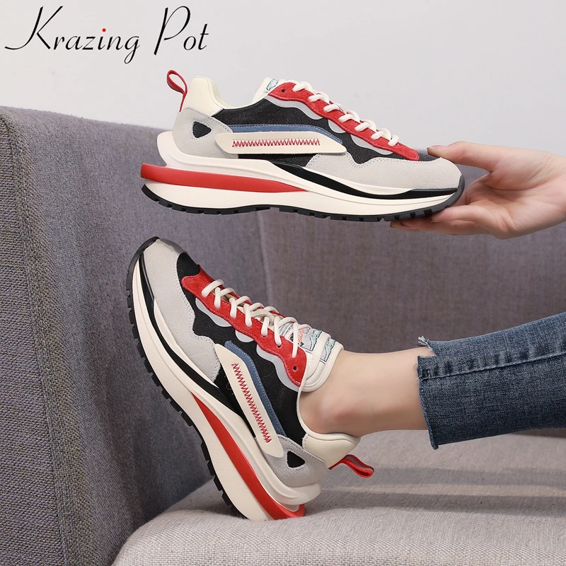 Krazing Pot size 40 pig leather round toe lace up high heels casual shoes platform sneakers mixed colors sport vulcanized shoes
Krazing Pot size 40 pig leather round toe lace up high heels casual shoes platform sneakers mixed colors sport vulcanized shoes