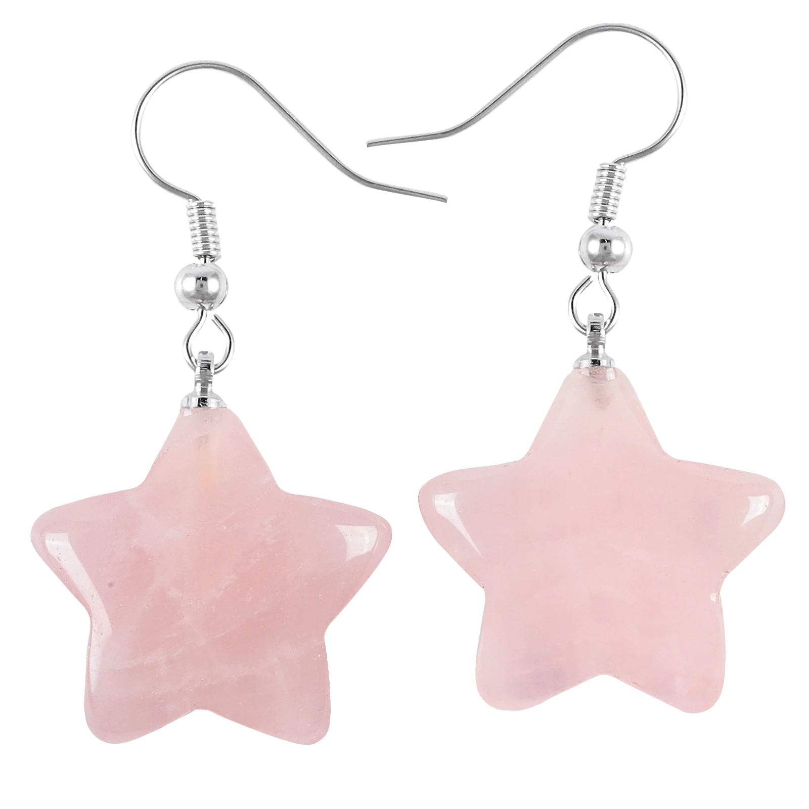 

Rose Quartz Star Shape Dangle Earrings Healing Crystal Gemstone Drop Earring Women Jewelry