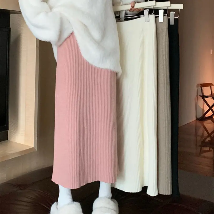 Women Korean Style Gentle High Waist Knit Skirts 2024 New Autumn And Winter Solid Color Stripe Straight Skirt Long
Women Korean Style Gentle High Waist Knit Skirts 2024 New Autumn And Winter Solid Color Stripe Straight Skirt Long