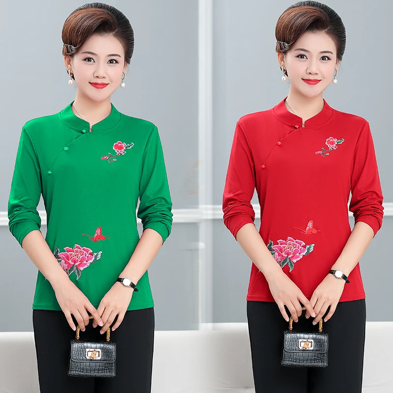 Autumn Long Sleeve Female T-shirt Women Tee Retro Cheongsam Collar Embroidery Tshirts Casual Shirts For Women Top Shirt
Autumn Long Sleeve Female T-shirt Women Tee Retro Cheongsam Collar Embroidery Tshirts Casual Shirts For Women Top Shirt