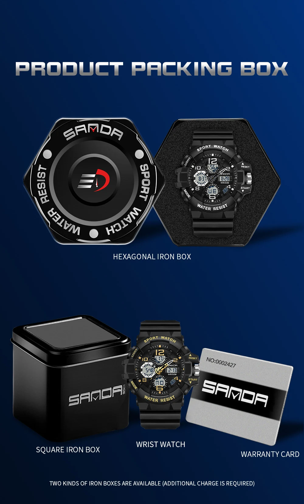 

Часы мужские спортивные в стиле милитари, Цифровые многофункциональные в стиле ретро, в подарочной коробке, водонепроницаемость 50 м, белые