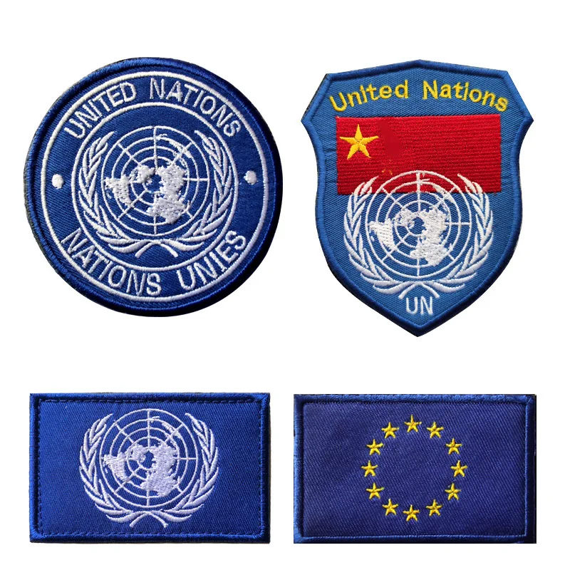 Round embroidery tactical patch United Nations EU blue badge kook&loop design shield badge outdoor backpack decoration flag
Round embroidery tactical patch United Nations EU blue badge kook&loop design shield badge outdoor backpack decoration flag