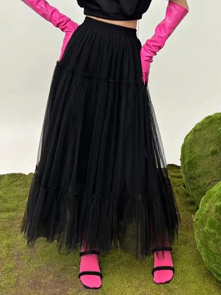 

Женская Тюлевая юбка, длинная юбка-пачка в несколько рядов, трапециевидная сетчатая юбка с эластичным поясом, подъюбник подружки невесты