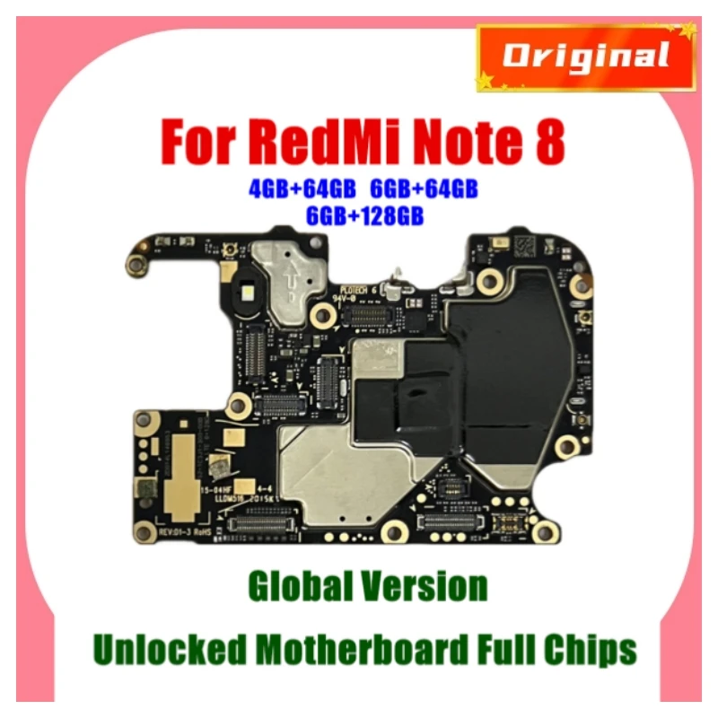 

Good Tested Full Work Original Unlock Motherboard For Xiaomi Redmi Note8 Note 8 Logic Circuit Board Plate Mainboard Global