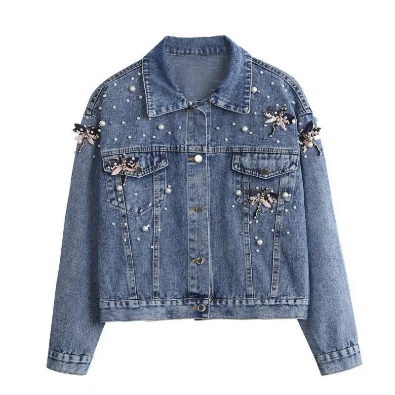 Spring and Autumn Models Heavy Three-dimensional Dragonfly Bead Stitching Outside the Senior Temperament Denim Jacket Female 50
Spring and Autumn Models Heavy Three-dimensional Dragonfly Bead Stitching Outside the Senior Temperament Denim Jacket Female 50
