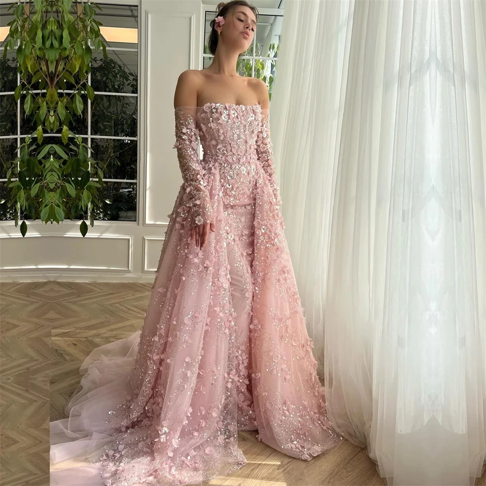 

Ball Dress Evening Saudi Arabia Tulle Applique Draped Birthday Ball Gown Off-the-shoulder Bespoke Occasion Gown Long Dresses