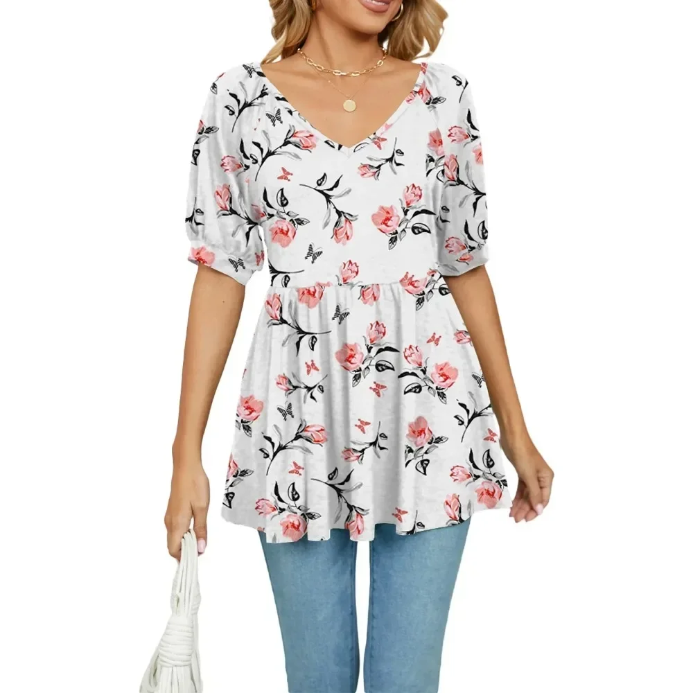 Women's Elegant Shirts & Blouses Short Sleeve Korean Popular Clothes Summer Trend 2024 White Blue Floral Clothing for Women Top
Women's Elegant Shirts & Blouses Short Sleeve Korean Popular Clothes Summer Trend 2024 White Blue Floral Clothing for Women Top