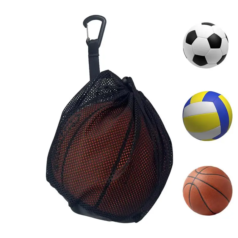 

Сетчатая Сумка для переноски мяча, Сетчатая Сумка для волейбола с зажимом, сумка для баскетбола, футбола, волейбола, женская сумка для мяча с зажимом, держатель для мяча