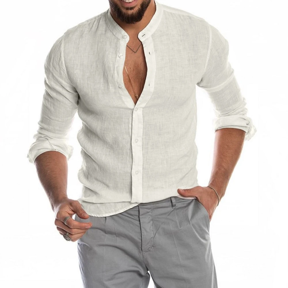 Casual Men's Cotton Linen Shirts Long Sleeve Single Breasted Button Stand Collar Baggy Solid Tops Shirt And Blouse Male Clothes
Casual Men's Cotton Linen Shirts Long Sleeve Single Breasted Button Stand Collar Baggy Solid Tops Shirt And Blouse Male Clothes
