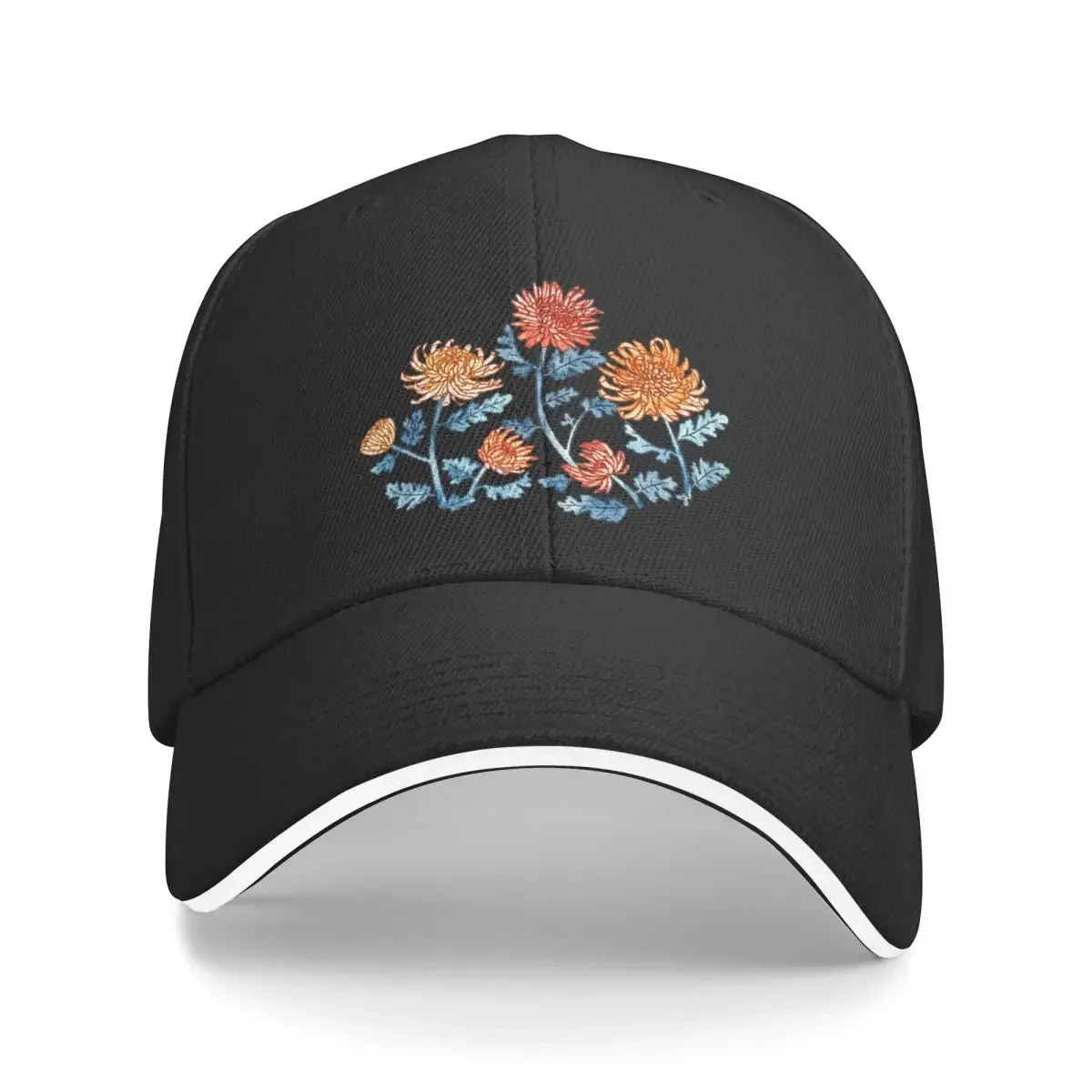 

Chrysanthemum Watercolor & Pen Pattern - Cornflower Blue Baseball Cap Kids Hat Fashion Beach Elegant Women's Hats Men's