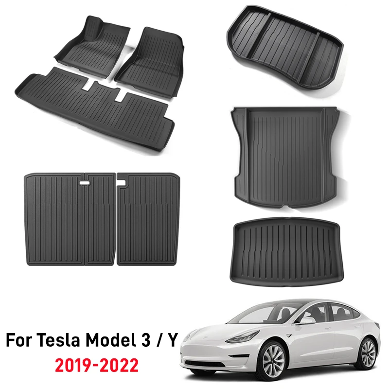 

TPE Front Rear Trunk Mat For Tesla Model 3 Y Floor Mat Waterproof Wear-resistant Seat Backrest Pads Cargo Liner Anti Dirty Cover