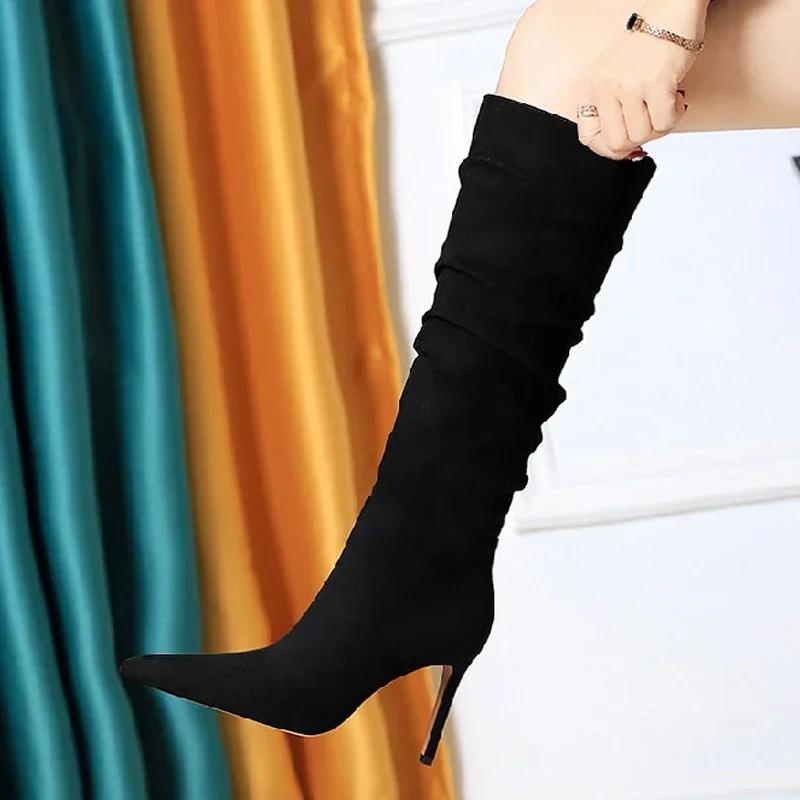 BIGTREE Pleated Pointed Toe Women Knee Length Boots Winter Sexy High Heels Fashion Long Boots Women Zapatos Mujer
BIGTREE Pleated Pointed Toe Women Knee Length Boots Winter Sexy High Heels Fashion Long Boots Women Zapatos Mujer