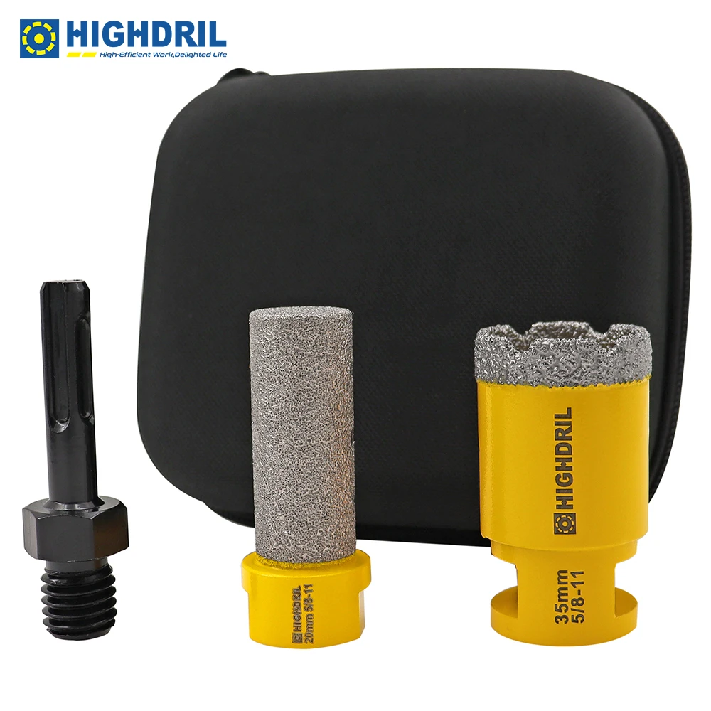 HIGHDRIL Oxford Cloth EVA Toolkit Set 3pcs/set Diamond Drill Bit+Milling Bit+SDS Adapter For Porcelain Tile Granite Marble
HIGHDRIL Oxford Cloth EVA Toolkit Set 3pcs/set Diamond Drill Bit+Milling Bit+SDS Adapter For Porcelain Tile Granite Marble