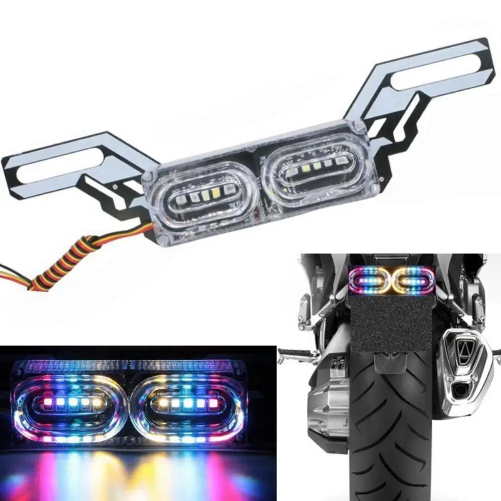 

Motorcycle DRL Strobe brake Lamp LED Flash Stop Light flow RGB colorful LED License Plate tai police warning light DC 12V