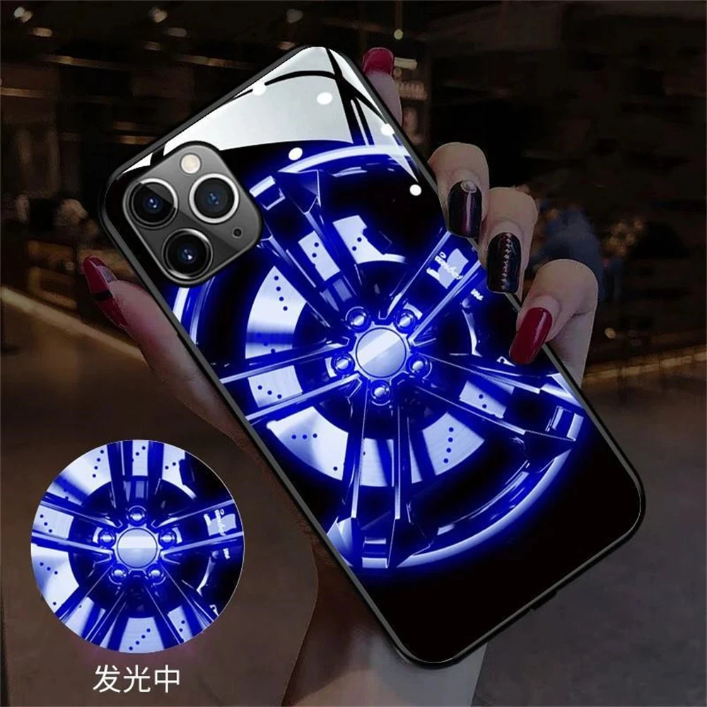 

2023 Hot Sale Street Fashion LED Phone Case For Samsung S23 S22 S21 A53 A14 A52 A32 A72 Call Glowing LED Light Up Glass Cover