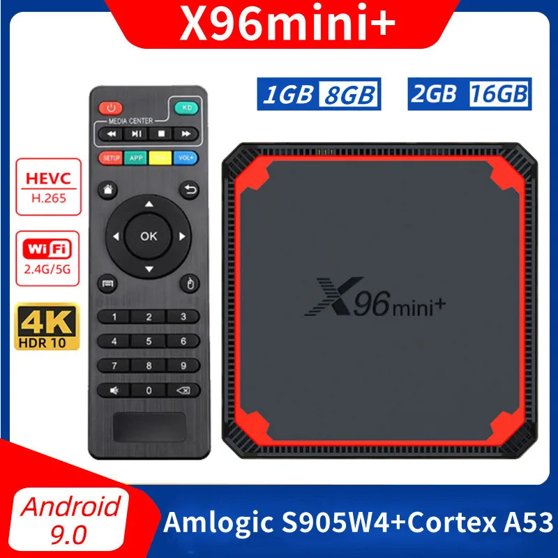 

X96mini+ Smart Android TV BOX Amlogic S905W4 Android 9.0 2.4G+5G Dual WiFi 4K HD LAN 100M Set Top Box Media Player 2GB 16GB