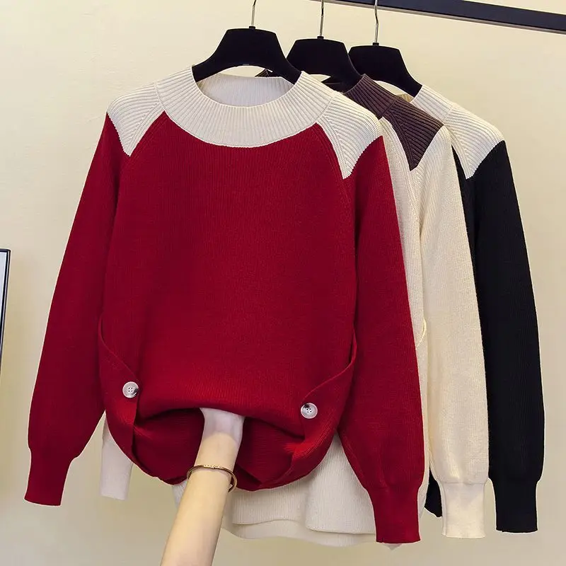 Color Blocking Half High Collar Pullover Sweater Women's New Loose Thickened Warm Sweater Women Jumper Bottoming Sweater D42
Color Blocking Half High Collar Pullover Sweater Women's New Loose Thickened Warm Sweater Women Jumper Bottoming Sweater D42