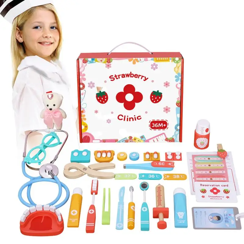 Kids Doctor Playset 28PCS/Set Kids Doctor Playset Wooden Doctor Role Play Set Doctor Kit With Stethoscope Red Cross Party Role
Kids Doctor Playset 28PCS/Set Kids Doctor Playset Wooden Doctor Role Play Set Doctor Kit With Stethoscope Red Cross Party Role