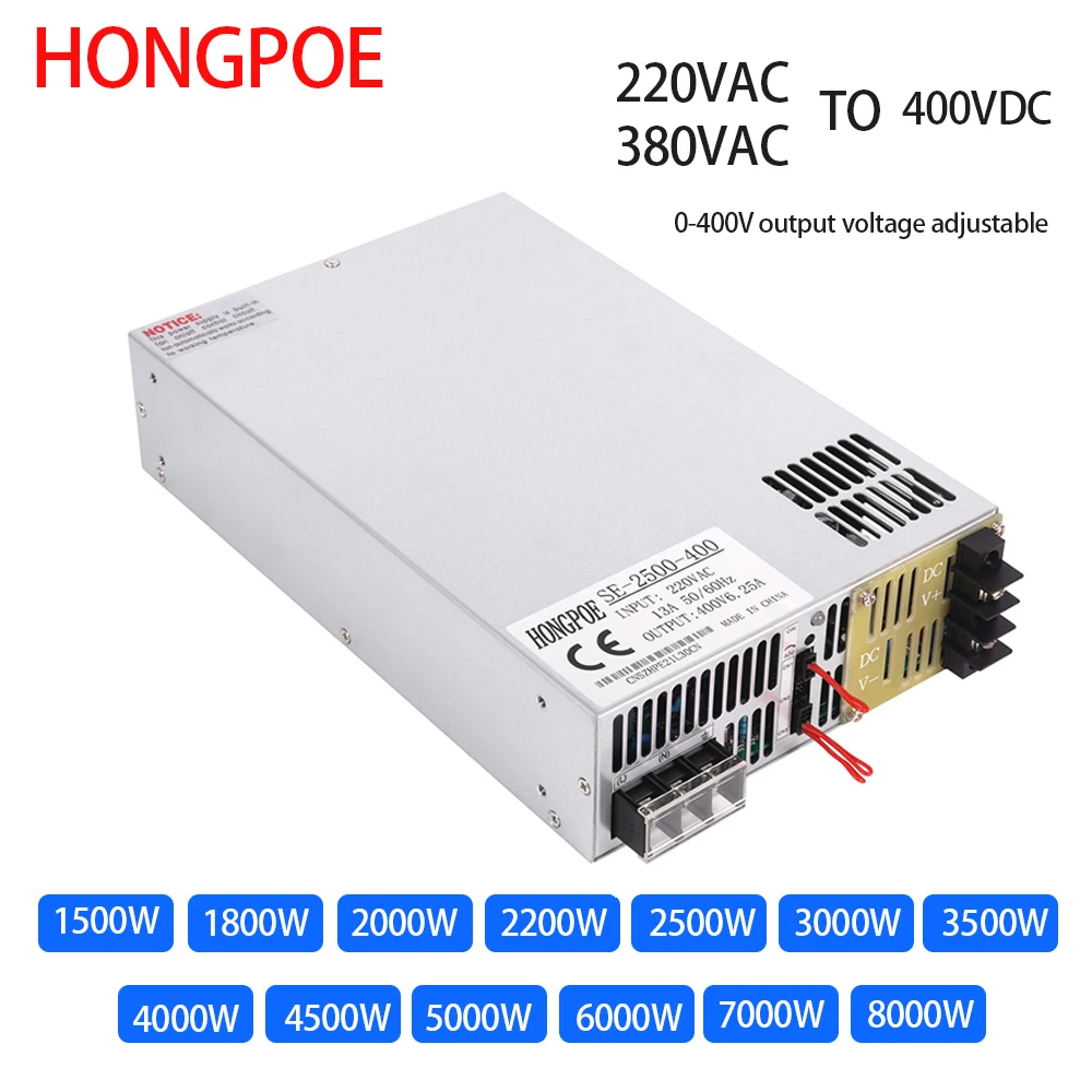 

0-400VDC Adjustable Power 0-5V（0-10V） Analog Signal / PLC Control 220V 380V to 400VDC High Power SMPS 270-380VDC Input LED