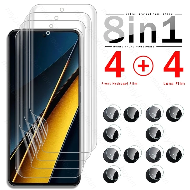 

8 In 1 999D Soft Hydrogel Film Screen Protectors For Xiaomi Poco X6 Pro 5G Camera Protective Glass Poko Little X6Pro X 6 Pro 6X