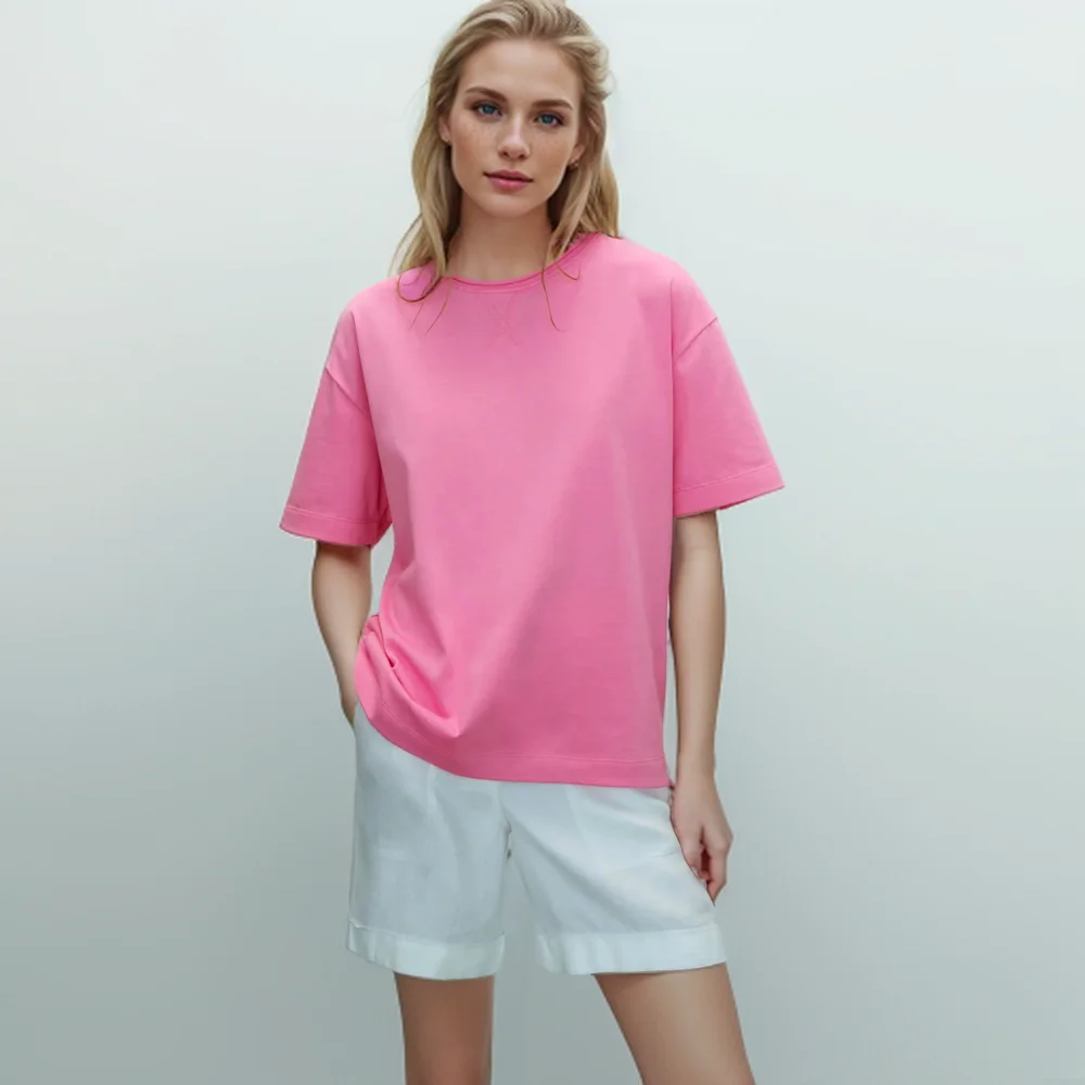 

Cos Lris Women's 2024 Summer New Product Commuting Versatile Curl Collar Cotton Women's Casual T-Shirt Top