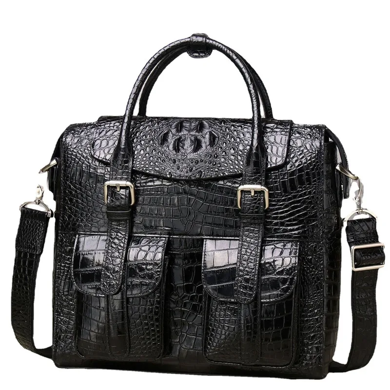 

Briefcases Messenger Genuine Leather Document Work Pattern Luxury Bag Capacity Men's Shoulder Business сумка мужская портфель