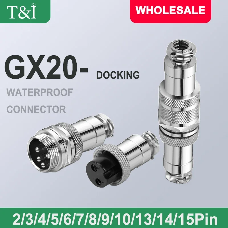 

10Set GX20 Docking 2 3 4 5 6 7 8 9 10 12 14 15Pin Male&Female Circular Panel Aviation Connector Butt Joint Plug Socket