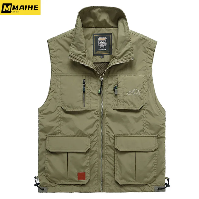 

Summer Mesh Thin Multi Pocket Vest Men Plus Size 4XL Male Casual 6 Colors Sleeveless Jacket With Many Pockets Reporter Waistcoat