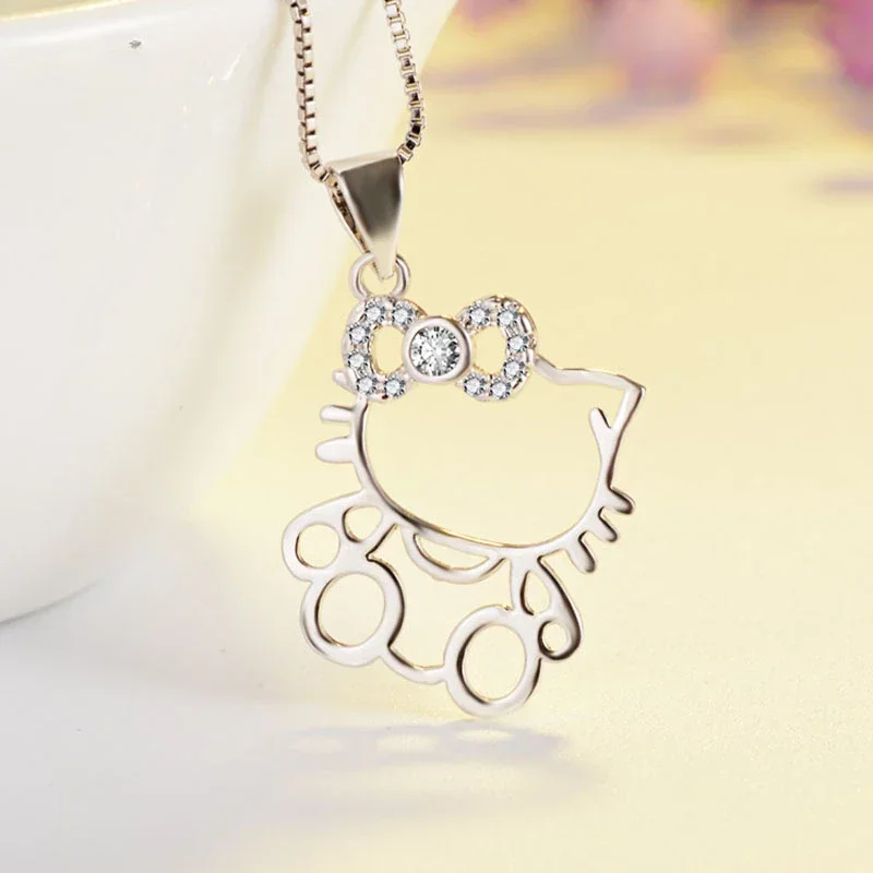 Kawaii Anime Sanrio Cute Hello Kitty Hollow Silver-plated Pendant Necklace Female Stainless Steel Alloy Jewelry Gift Wholesale
Kawaii Anime Sanrio Cute Hello Kitty Hollow Silver-plated Pendant Necklace Female Stainless Steel Alloy Jewelry Gift Wholesale