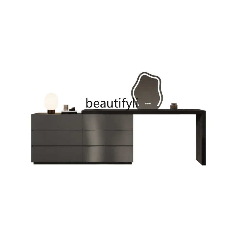 

Italian-Style Light Luxury Dressing Table, Silent Style Makeup Table Dresser Integrated Bedroom Storage Chest of Drawers