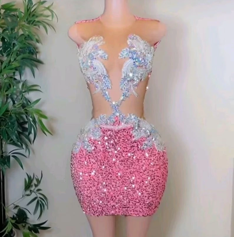 Pink Sheer Women African Cocktail Dresses Beaded Sequins Birthday Party Gowns Short Black Girl Prom Dresses Homecoming
Pink Sheer Women African Cocktail Dresses Beaded Sequins Birthday Party Gowns Short Black Girl Prom Dresses Homecoming
