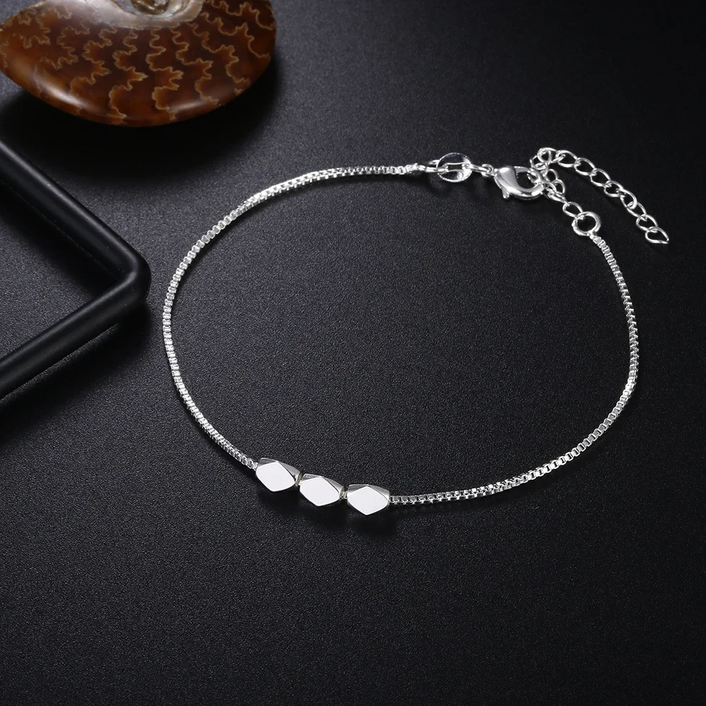 

Wholesale Charms Beautiful Elegant Wedding Women Cute Silver 925 Plated Chain Bracelet Gilr Gift Fashion Anklet Jewelry