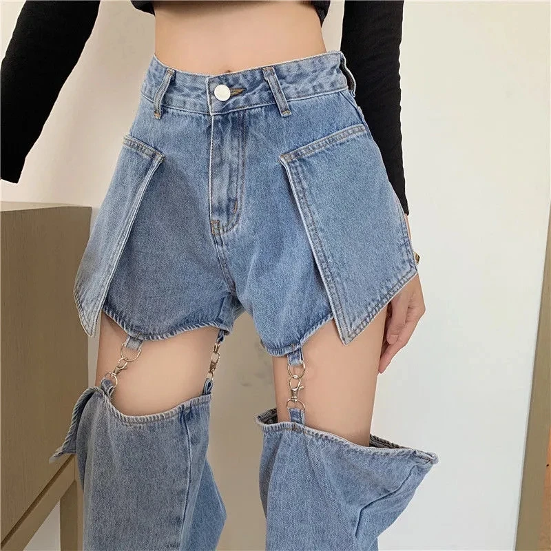 Jeans Women's Spring Autumn New Loose High Waist Thin Wide legs Straight Tube Long Pants Design Feeling Removable Shorts Fashion
Jeans Women's Spring Autumn New Loose High Waist Thin Wide legs Straight Tube Long Pants Design Feeling Removable Shorts Fashion