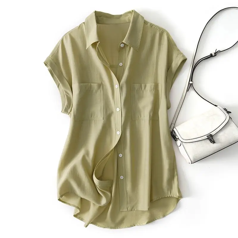 Spring Summer New Blouse Short Sleeve Polo-neck Women's T-shirt Flower Shirt Large Female Solid Casual Fashion Tops S324
Spring Summer New Blouse Short Sleeve Polo-neck Women's T-shirt Flower Shirt Large Female Solid Casual Fashion Tops S324
