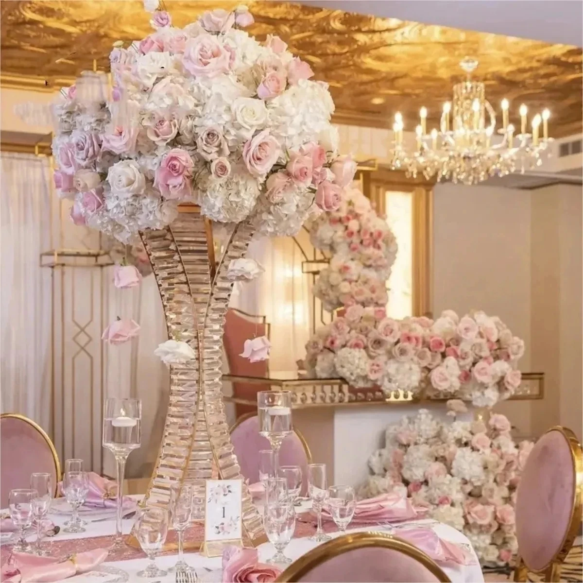 

10pcs Acrylic Wedding Centerpiece Crystal Table Centerpieces 80 CM Pillar Road Leads Party Vase Diy Decoration