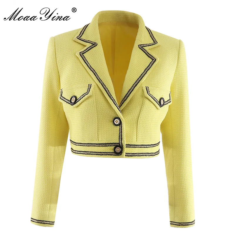 MoaaYina Fashion Designer Autumn Short yellow Outerwear Women Turn-down Collar Long Sleeve Jackets coat
MoaaYina Fashion Designer Autumn Short yellow Outerwear Women Turn-down Collar Long Sleeve Jackets coat