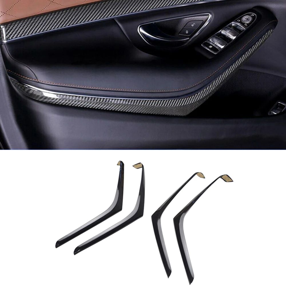 

4pcs Real Dry Carbon Fiber Interior Front& Rear Door Panel Trims For Mercedes S class W222 S65 2014-2020