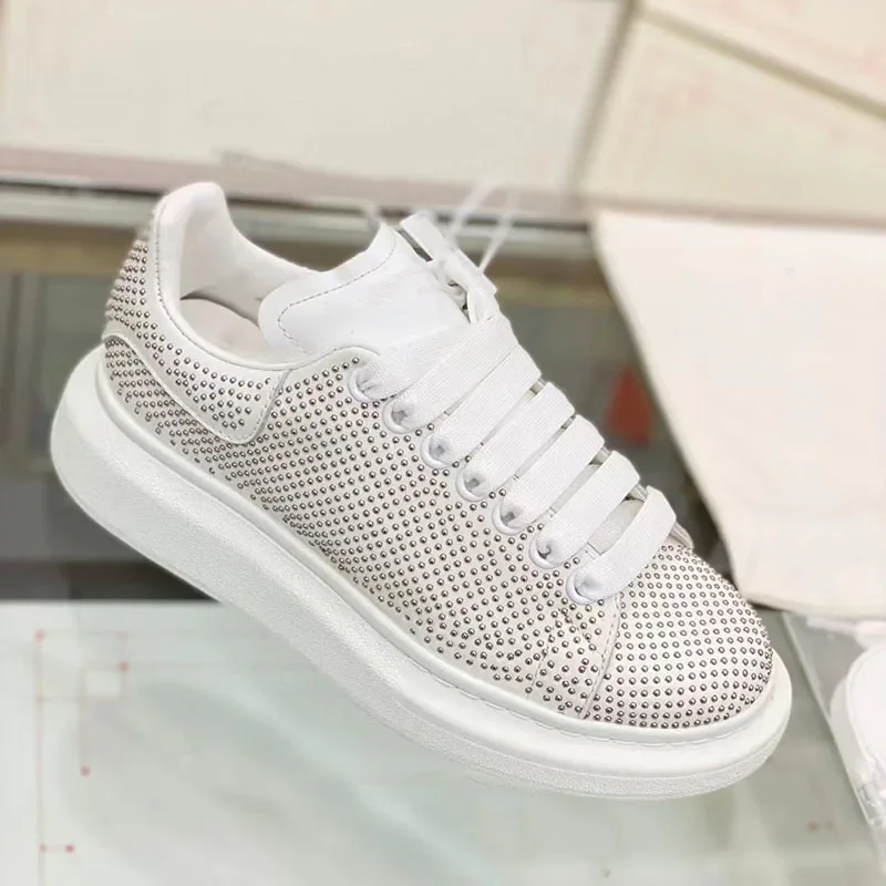 

Lace Up Diamond Round Toe Casual Shoes Black White Shallow Platform Women And Men Shoes Fashion Concise Modern Nude Shoes 2023