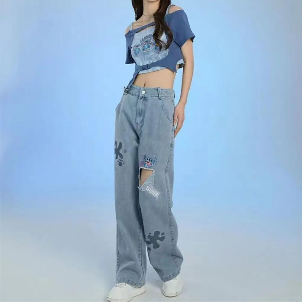 Kawaii Stitch Embroidered Printed Jeans Women Autumn Spring Casual All-Matching Trousers Loose Slimming Elastic Waist Pants
Kawaii Stitch Embroidered Printed Jeans Women Autumn Spring Casual All-Matching Trousers Loose Slimming Elastic Waist Pants
