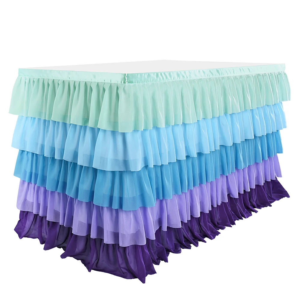 5 Layers Violet Blue Splicing Chiffon Table Skirt Table Cloth for Graduation Home Garden Wedding Birthday Party Outdoor Decor
5 Layers Violet Blue Splicing Chiffon Table Skirt Table Cloth for Graduation Home Garden Wedding Birthday Party Outdoor Decor